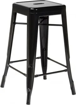 Zestaw 4 Wysokich, Stalowych, Sztaplowanych Stołków Lix Czarna & ↑65 Cm - Sklum