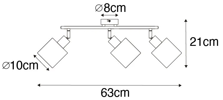 Nowoczesna lampa sufitowa czarna 3-światłowa - Hetta
