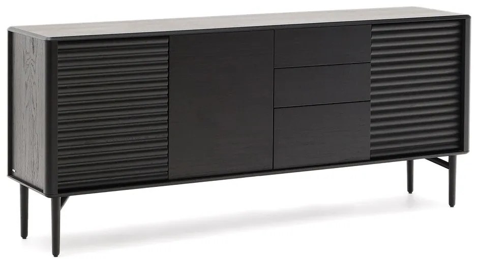 Czarna komoda w dekorze dębu 200x86x45 cm Lenon – Kave Home
