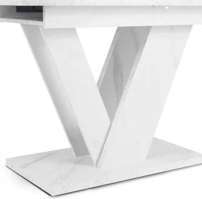 Stół Prostokątny Rozkładany CLARK 120-160 cm Biały Marmur Nowoczesny