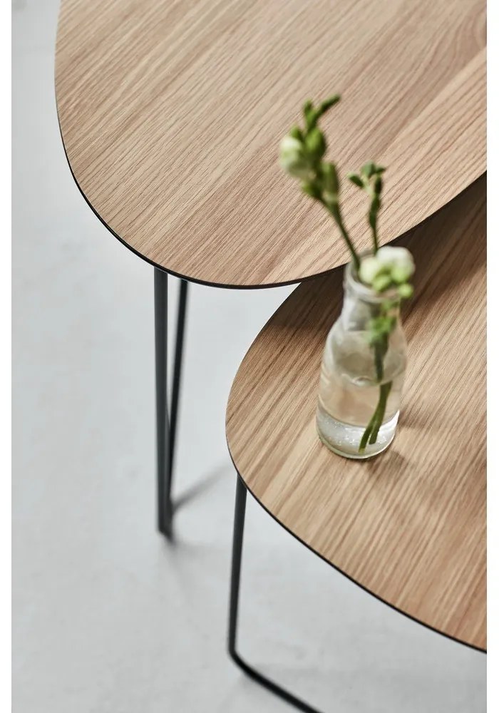 Metalowy stolik w naturalnym kolorze 37x44 cm Curve M Wood – LIND DNA