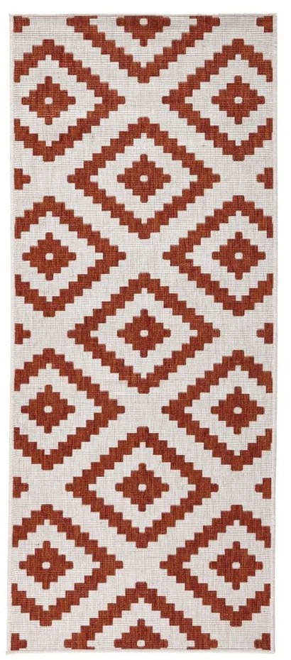 Czerwono-kremowy chodnik odpowiedni na zewnątrz NORTHRUGS Malta, 80x345 cm