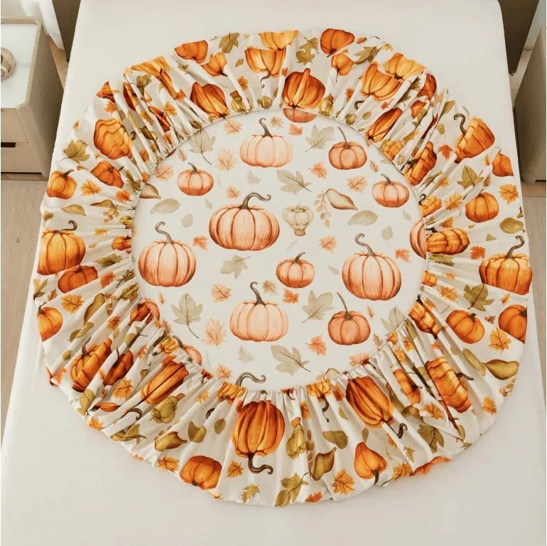 PrzytulneMieszkanie.pl Prześcieradło z mikrofibry AUTUMN PUMPKINS kolorowe 180x200 cm