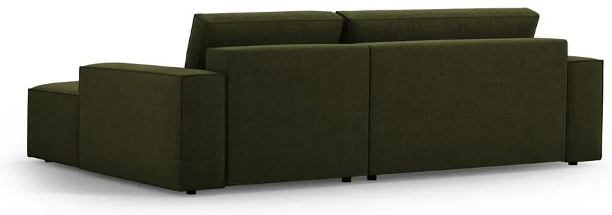 Ciemnozielony rozkładany narożnik z materiału bouclé (prawostronny) Jodie – Micadoni Home