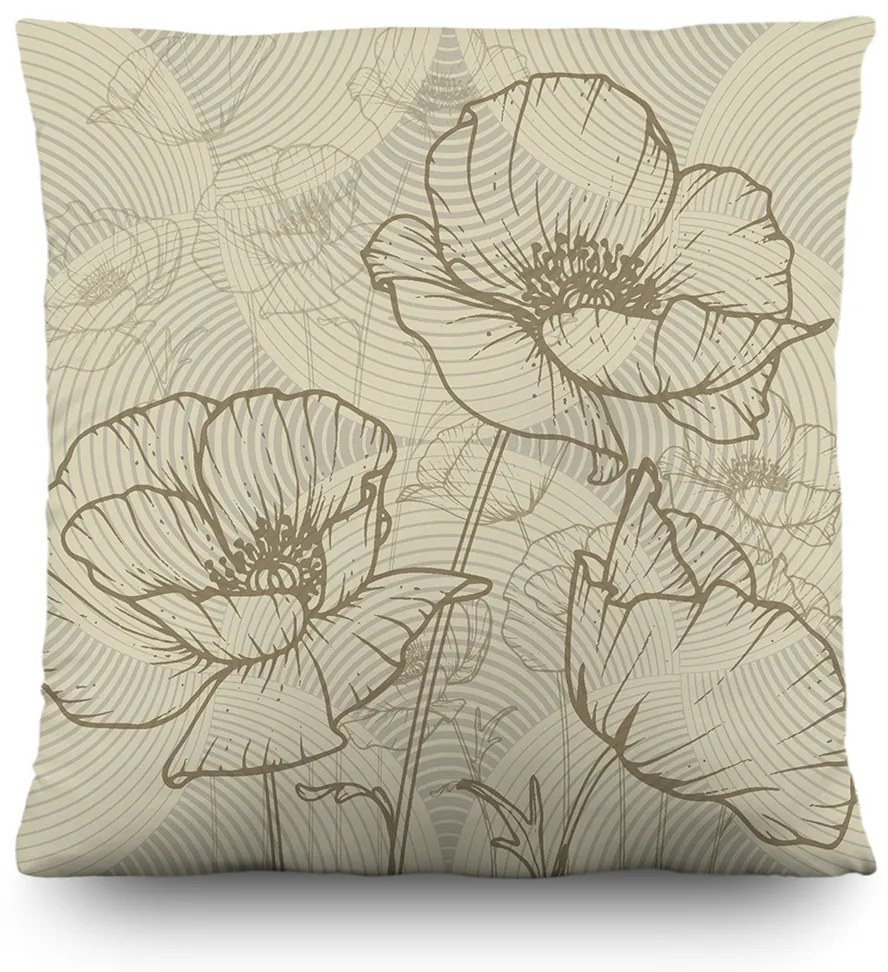 Poduszka Poppies beżowa, 45 x 45 cm