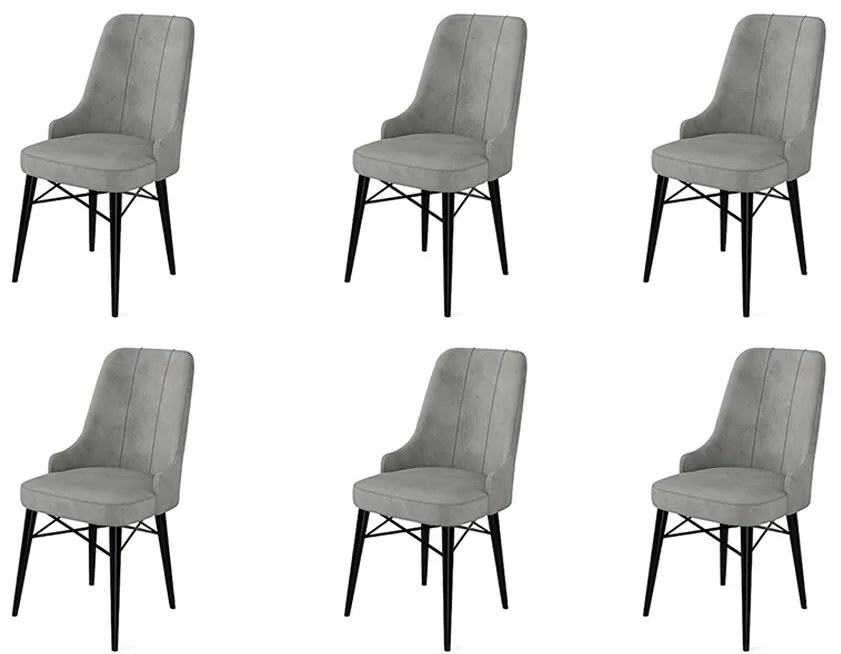Zestaw krzeseł do jadalni Pare Grey and Black, 6szt., 6 szt.