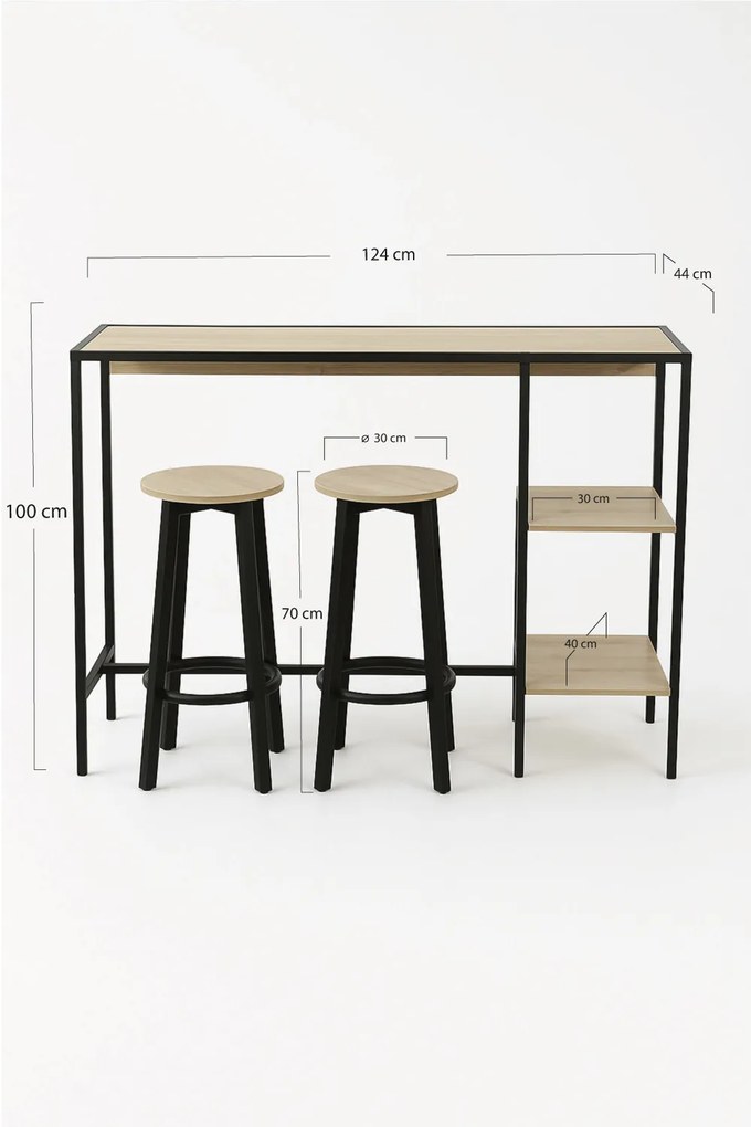 Set Bar Mesa Alta + 2 Taburetes Loku