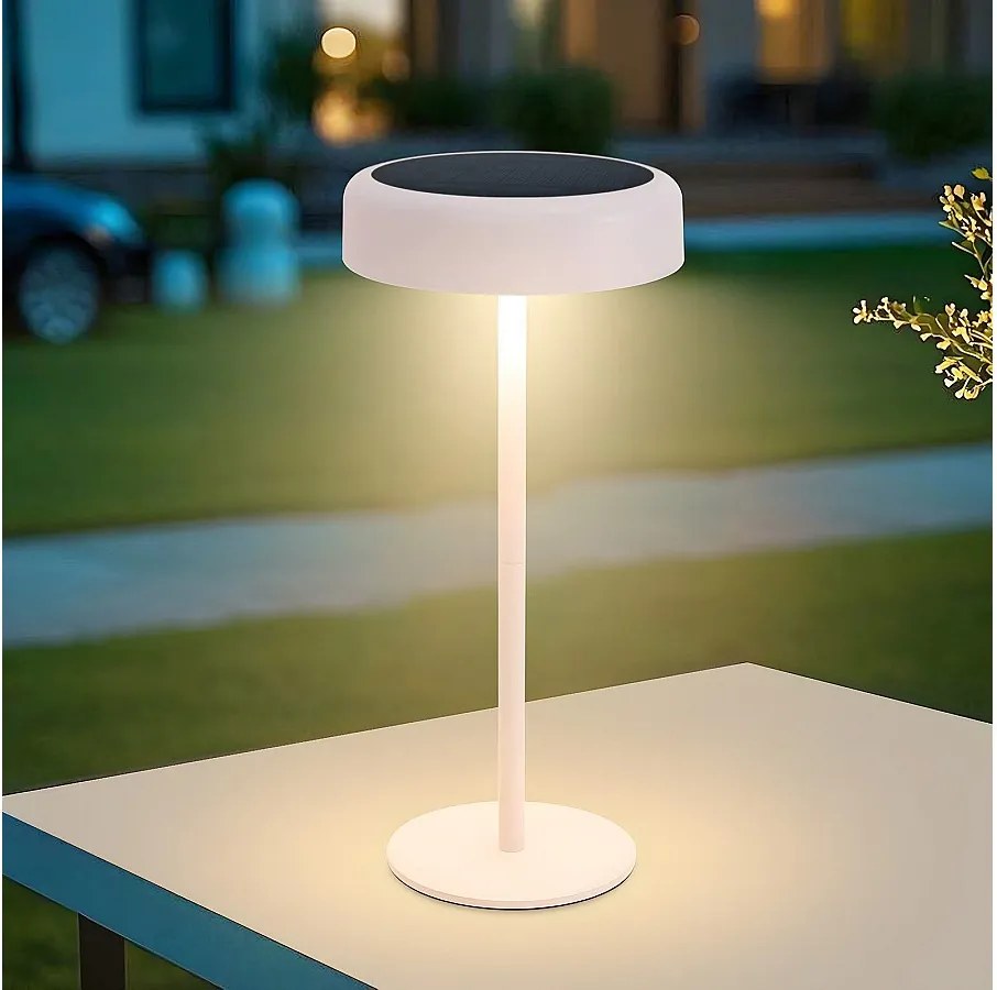 NETTLIFE Solarna lampa stołowa zasilana bateriami Lampka nocna LED Bezprzewodowa 3600mhA Akumulatorowa Dotykowa Ściemnialna Biała z Baterią USB