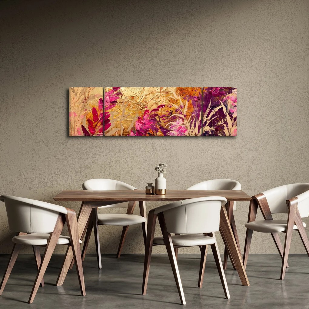 Obraz - Abstrakcyjny obraz kwiatów II. (170x50 cm)