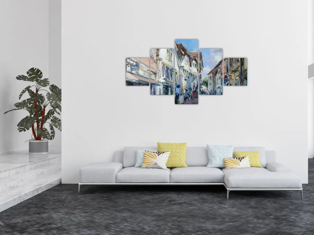 Obraz - Aleja starego miasta, malarstwo akrylowe (125x70 cm)