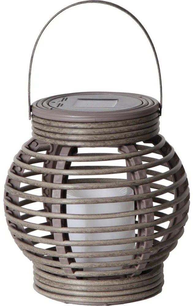 Brązowy lampion solarny LED odpowiedni na zewnątrz Star Trading Rotang, wys. 16 cm