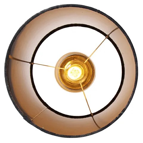 Lampa sufitowa matowa czarna z abażurem z czarnego aksamitu 25 cm - Combi Nowoczesny Oswietlenie wewnetrzne