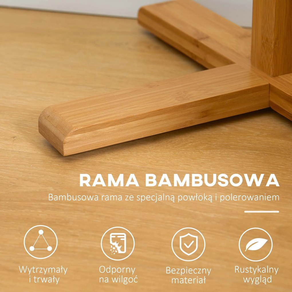 HOMCOM Wieszak stojący 8 Haków Wodoodporność i trwałość Zajmuje mało miejsca Materiał bambusowy 49,5 x 49,5 x 178 cm Naturalny | Aosom PL