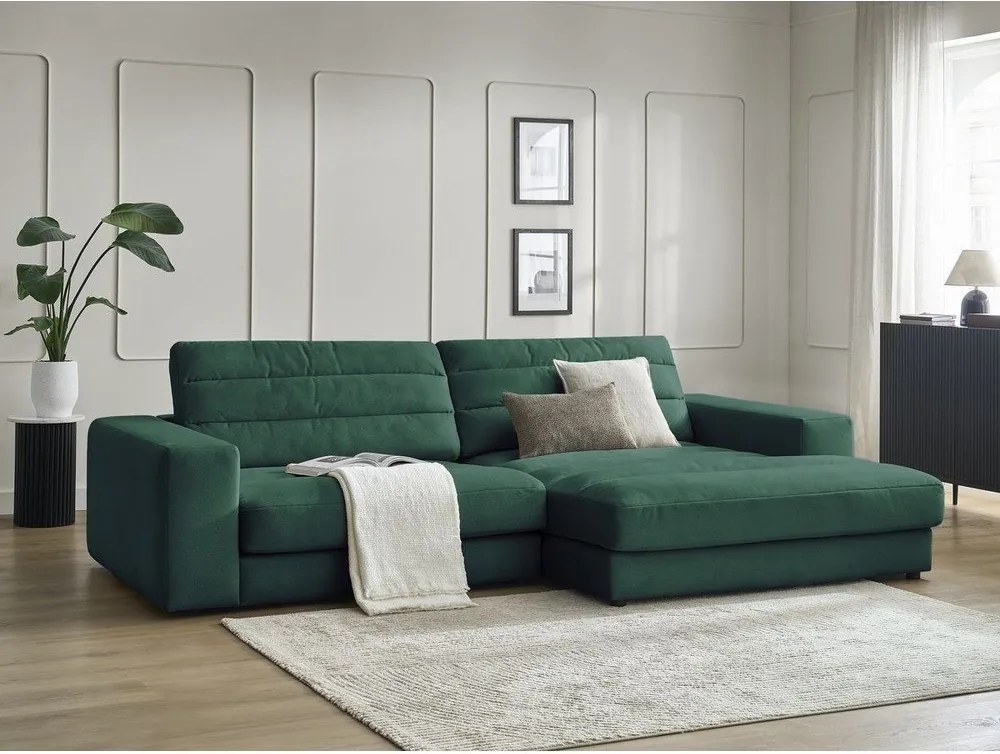 Zielony aksamitny narożnik (prawostronny/z szezlongiem) Sierra – Bobochic Paris