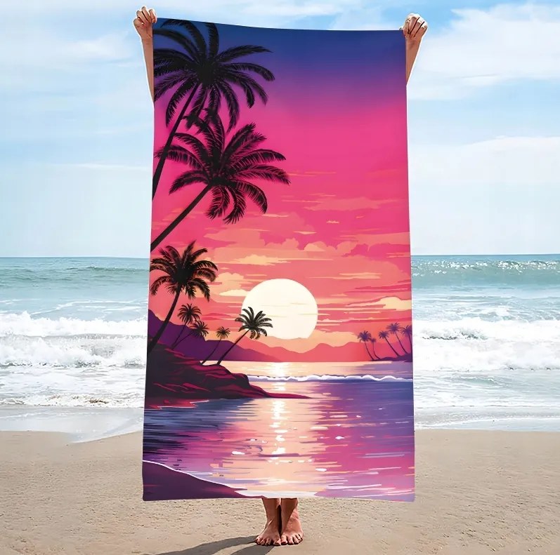 Ręcznik plażowy TAHITI 100x180 cm fioletowy, 100% mikrofibra