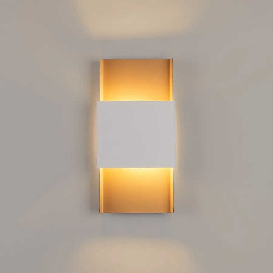 Kinkiety nowoczesny Zelfon, stal - 2 źródło światła 3000K - L.20 x H.40 cm - złoty/biały