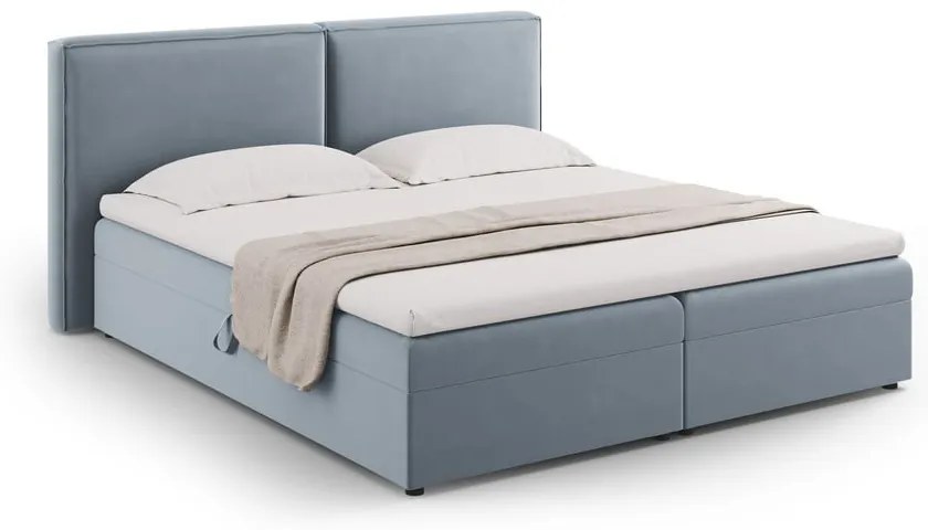 Jasnoniebieskie łóżko boxspring ze schowkiem 160x200 cm Arendal – Cosmopolitan Design