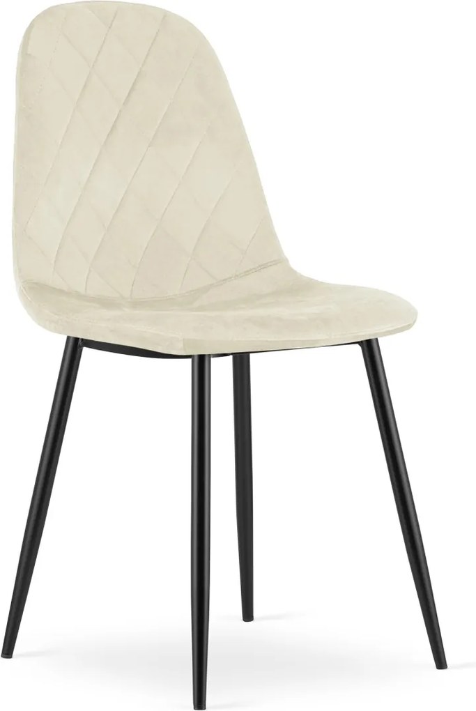 Beżowe welurowe krzesło ASTI z czarnymi nogami
