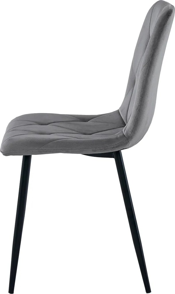 Ciemnoszare krzesło do kuchni LIBRA aksamitne z czarnymi nogami