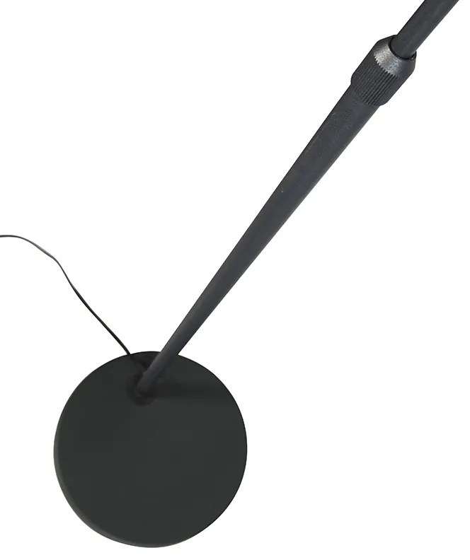 Nowoczesna lampa łukowa czarna z czarnym abażurem z tkaniny - Arc Basic