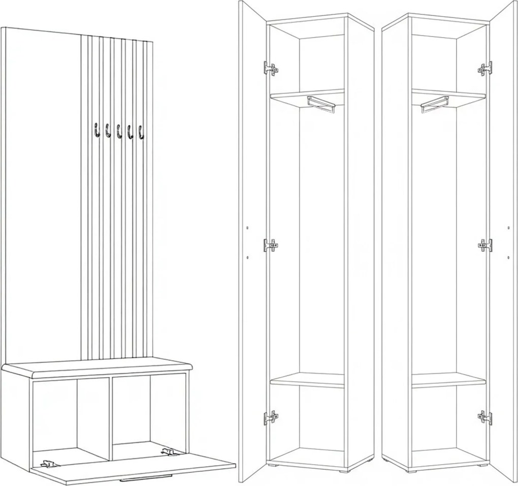 Masseno Garderoba MODULO 160,6/204/40 cm do Przedpokoju Nowoczesna Szara