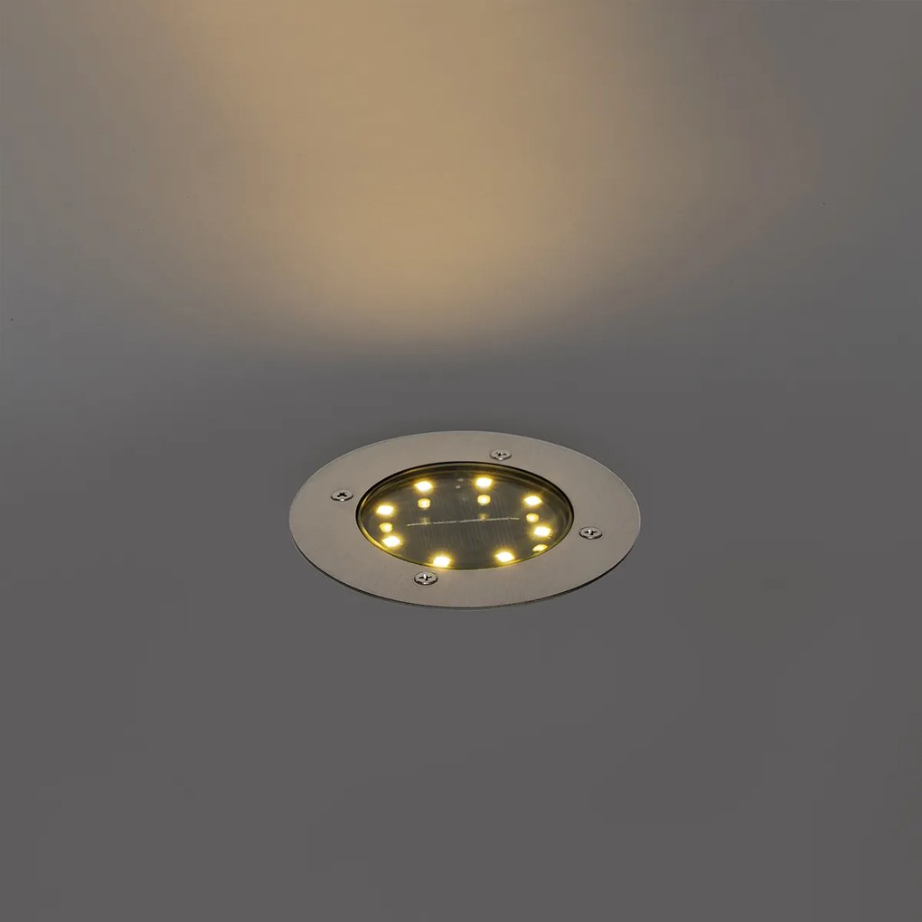 Nowoczesny reflektor gruntowy stalowy z diodą LED IP65 solarny - Terry
