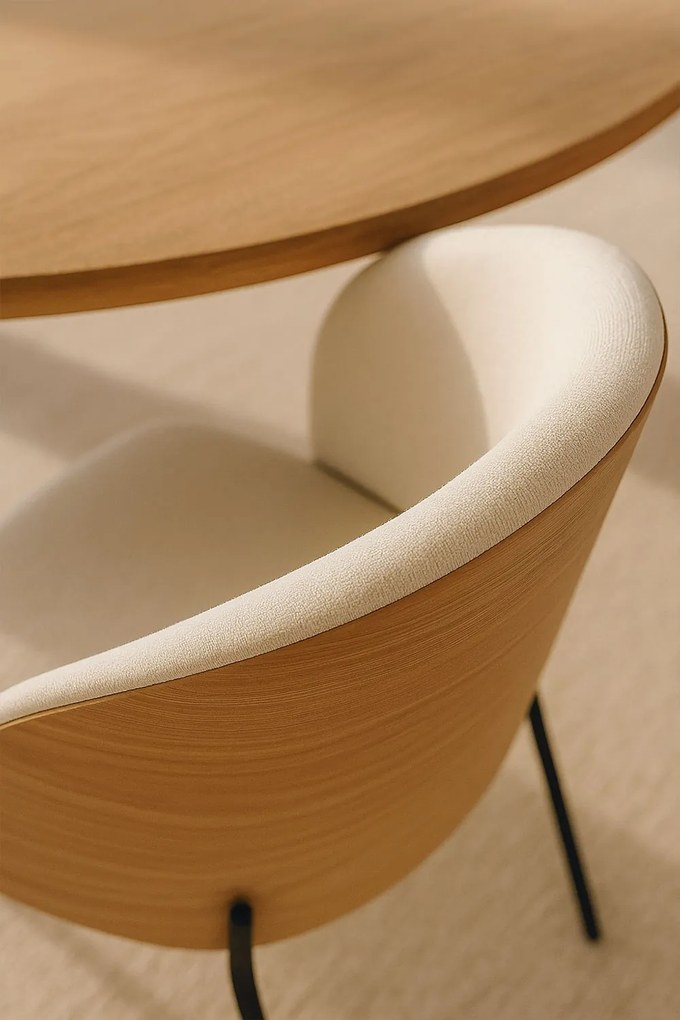 Krzeso Glacia w kolorze biaym z tapicerowanym drewnianym oparciem