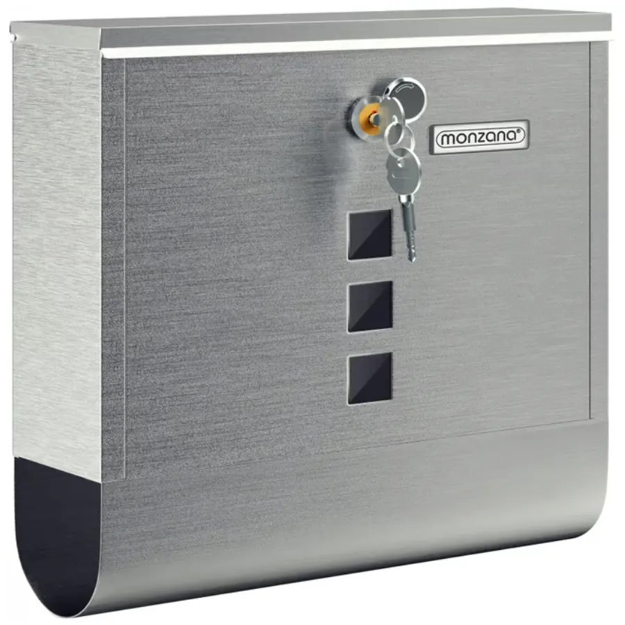 Skrzynka pocztowa z tubą na gazety POST, 30,5x10x33,5cm, srebrna Monzana