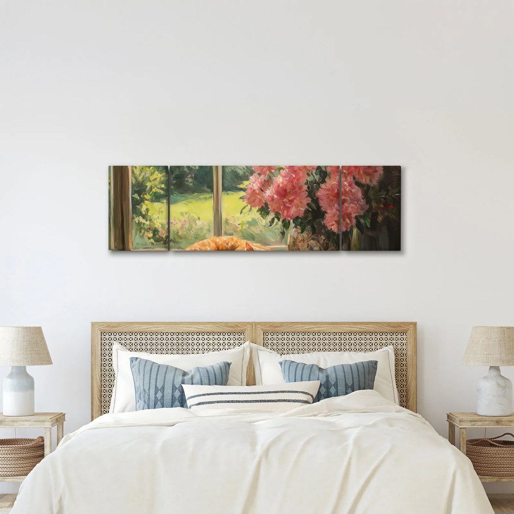 Obraz - Kot na oknie (170x50 cm)