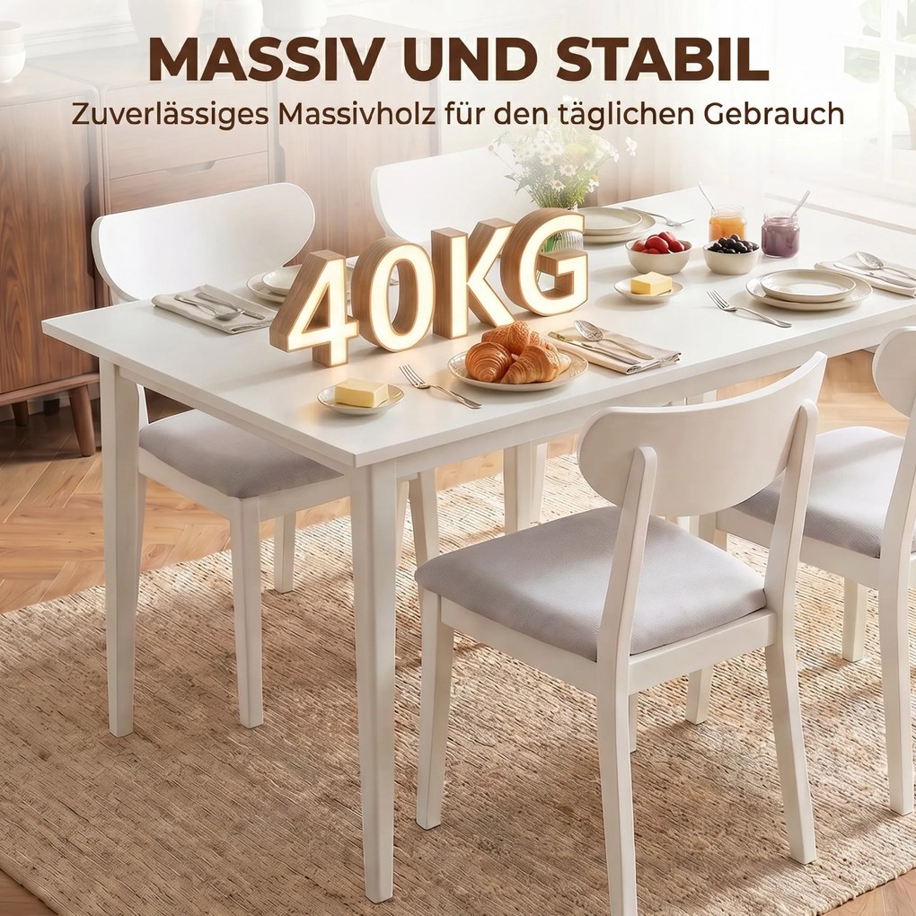 HOMCOM Stół jadalniany dla 8 osób, nowoczesny stół kuchenny z masywnymi nogami, 180 cm, kremowy | Aosom PL