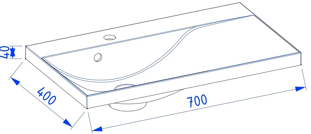 Szafka pod umywalkę VOG 69 cm biały połysk z czarnym uchwytem KROFAM