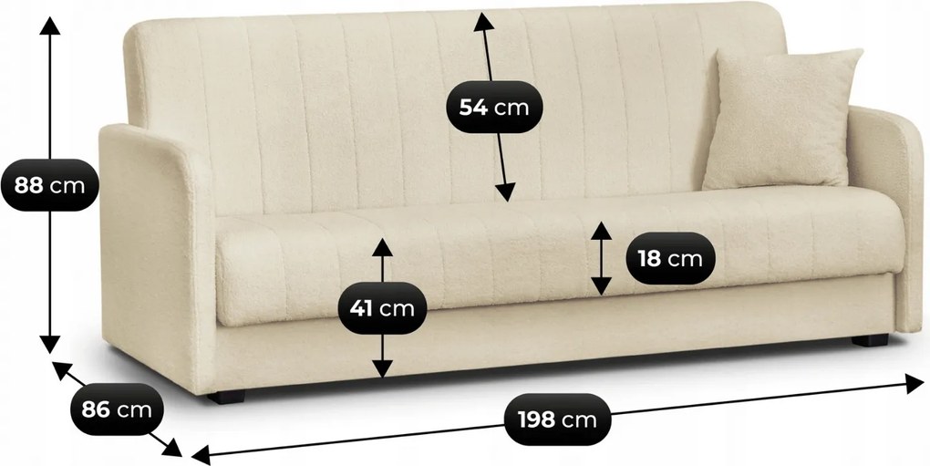 Sofa z Funkcją Spania PORTO Wersalka Dwuosobowa Rozkładana Jasnobeżowa Boucle Nowoczesna do Salonu