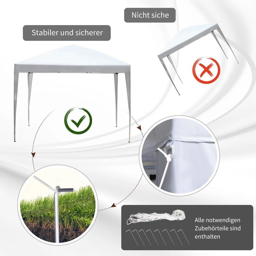 Outsunny Pawilon Składany 3x3m Stal Oxford Ochrona UV Imprezy Ogrodowe Biały | Aosom PL