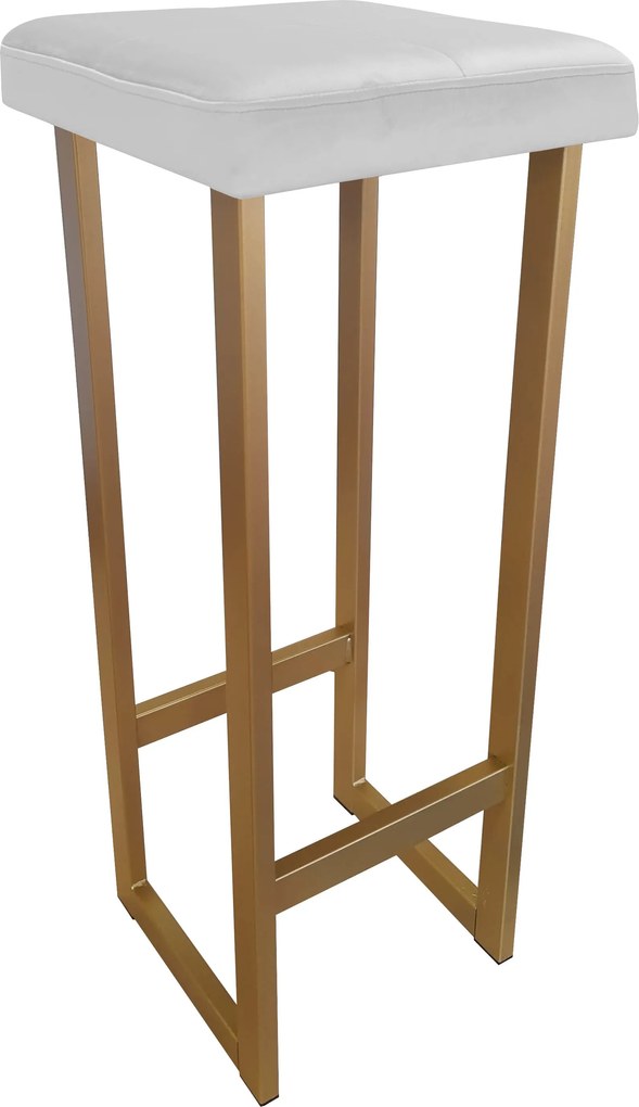 Hoker ALEX krzesło barowe tkanina Welur podstawa metalowa : Kolor Stelaża - Złoty, Kolor tkaniny - VELVET - MG39, Wysokość - 90 cm