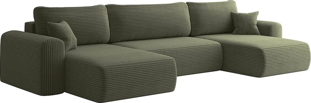 Sofa narożnik CAPRI U z funkcją spania, do salonu, jasnozielony