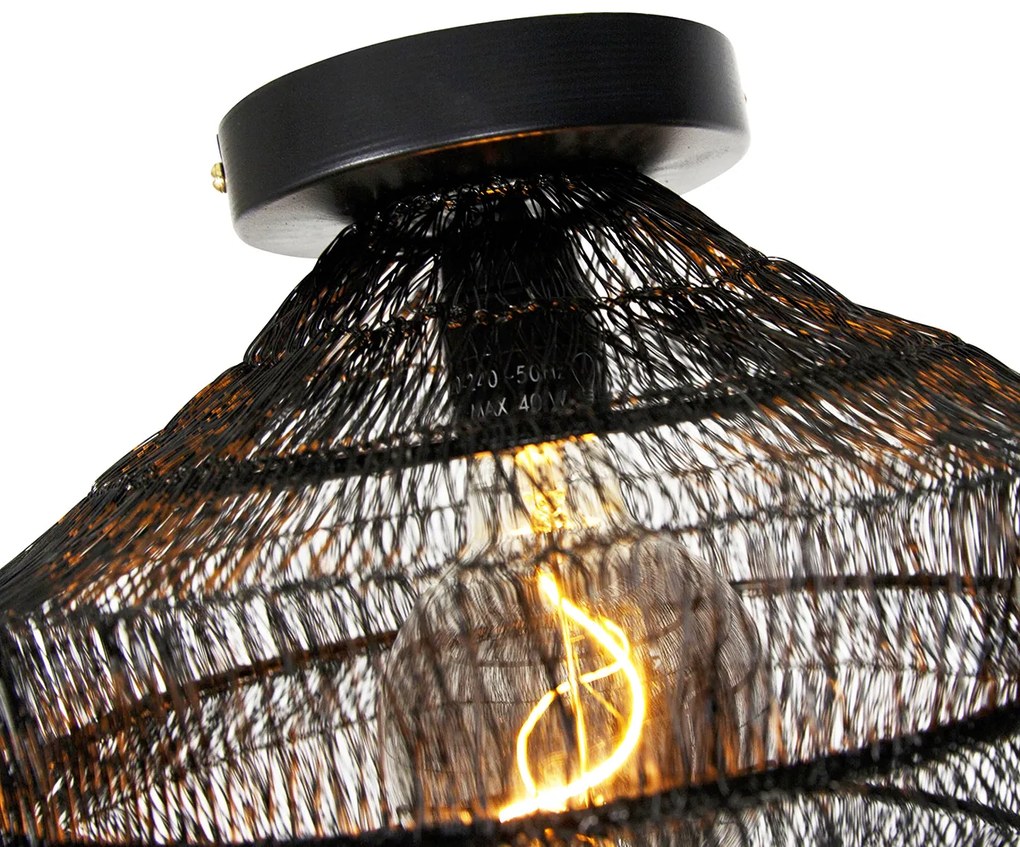 Orientalna lampa sufitowa czarna 25 cm - VadiKolonialny Oswietlenie wewnetrzne