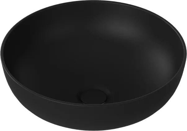 Umywalka ceramiczna nablatowa okrągła czarna bez otworu na baterię 38 cm MOLIS BLACK