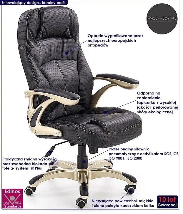 Czarny fotel gabinetowy obrotowy G6-A74