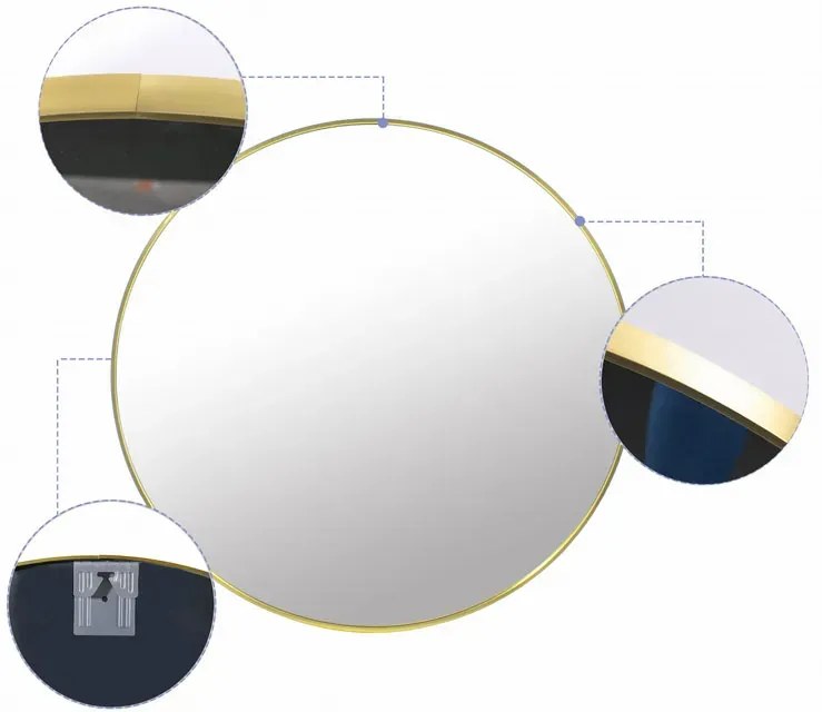 Złote lustro w aluminiowej ramie 50 cm N7-M09