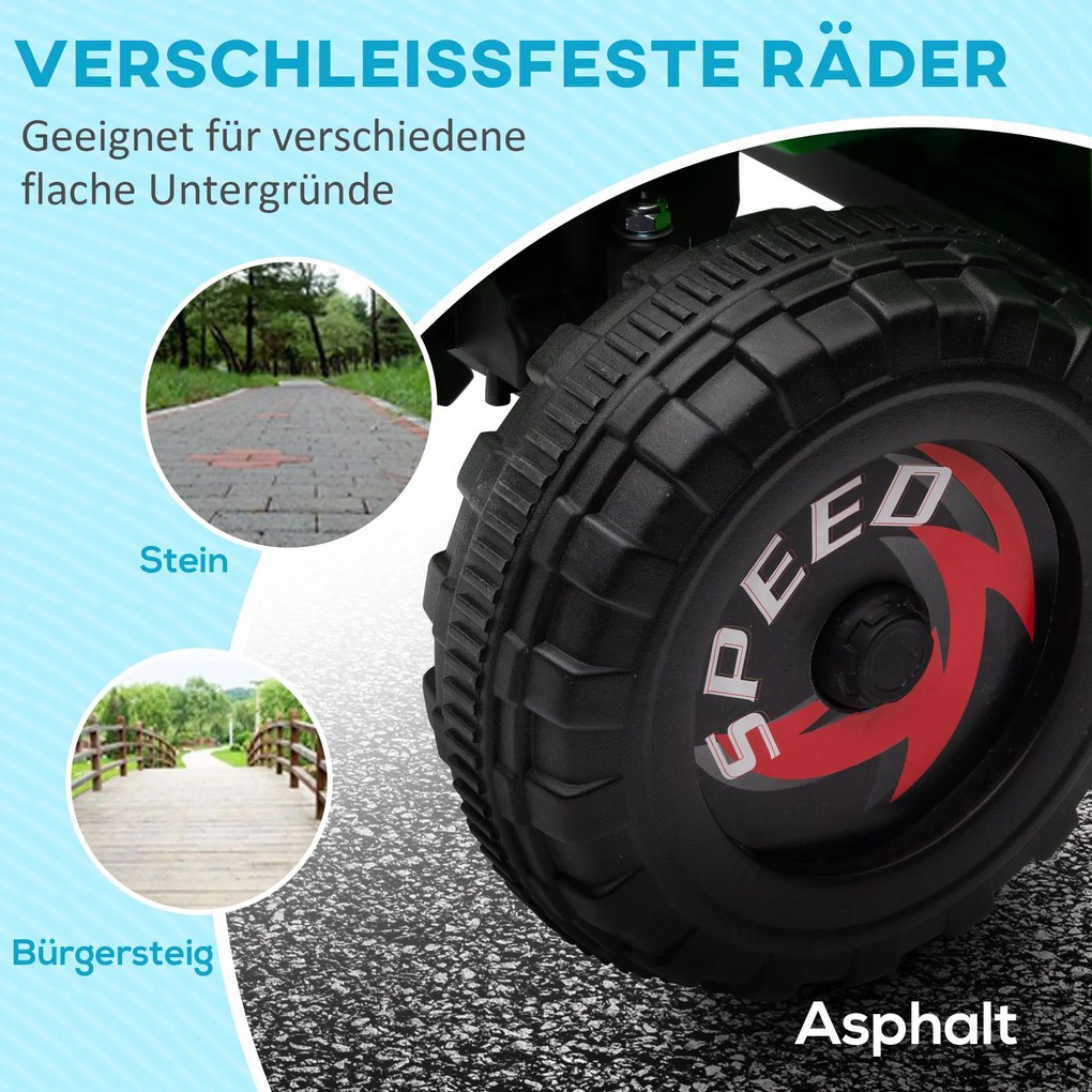 HOMCOM Quad elektryczny dla dzieci 6V Zielony samochód z przyczepką metalową Atrakcyjna zabawka | Aosom PL