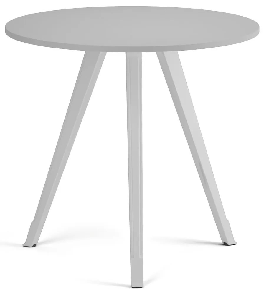 Stolik kawowy PRIMO ZEN, średnica 80 cm, biała podstawa, szary