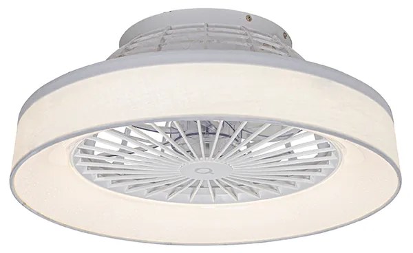 Biały Wentylator sufitowy z lampą z efektem gwiazdy 47 cm z LED ściemnialny z pilotem - Emily Nowoczesny Oswietlenie wewnetrzne