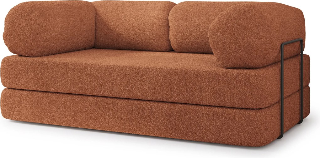 Masseno Sofa piankowa EIREN z funkcją spania, Kanapa z pianki do salonu, Bezmontażowa, Tkanina bucle – Miedziany QUELLE 54