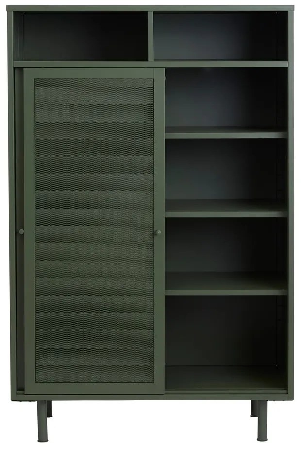 Ciemnozielona metalowa szafka z drzwiami przesuwnymi 90x140x40 cm Veep – Unique Furniture