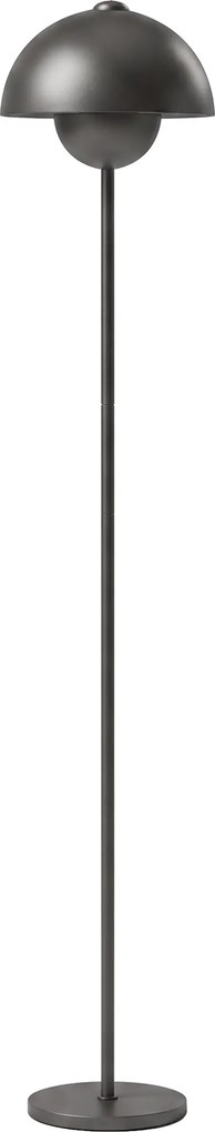 HOMCOM Lampa stojąca, okrągły klosz, włącznik nożny, długi kabel, elegancki wygląd, metal, szary | Aosom PL
