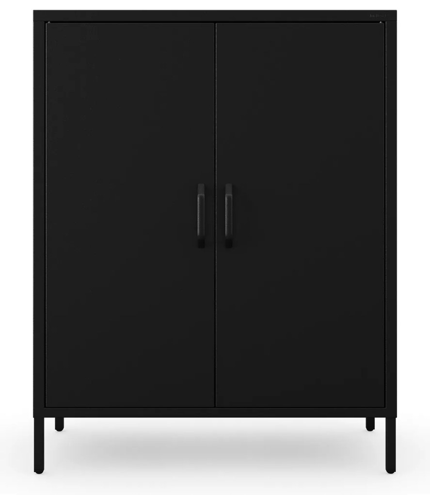 Szafka metalowa niska na nóżkach z półkami czarna, 800x1015x400 mm: VITO Modern