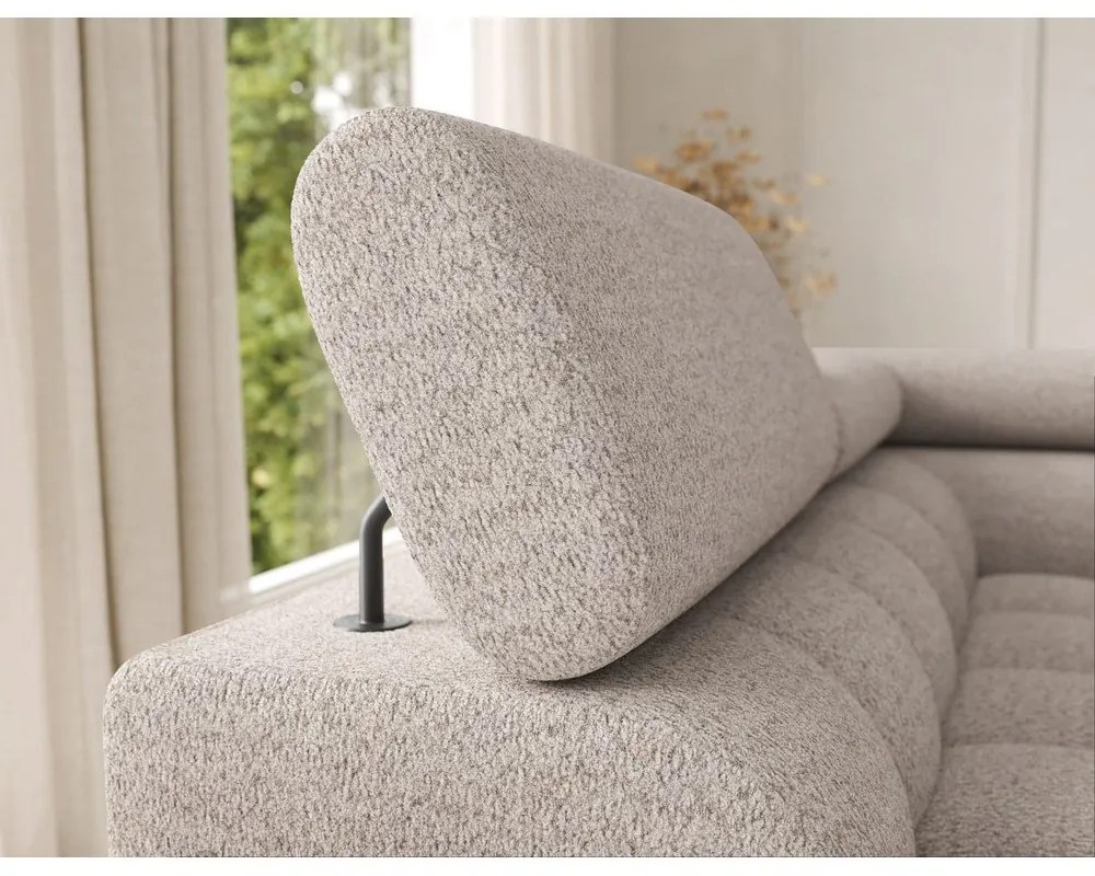 Beżowy rozkładany narożnik z materiału bouclé (lewostronny/w kształcie litery U) Feraria – ELTAP