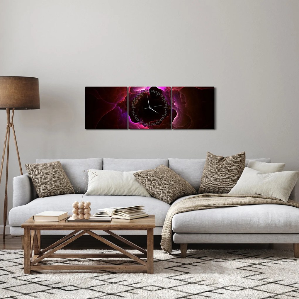 Obraz - abstrakcja chmur (z zegarem) (90x30 cm)