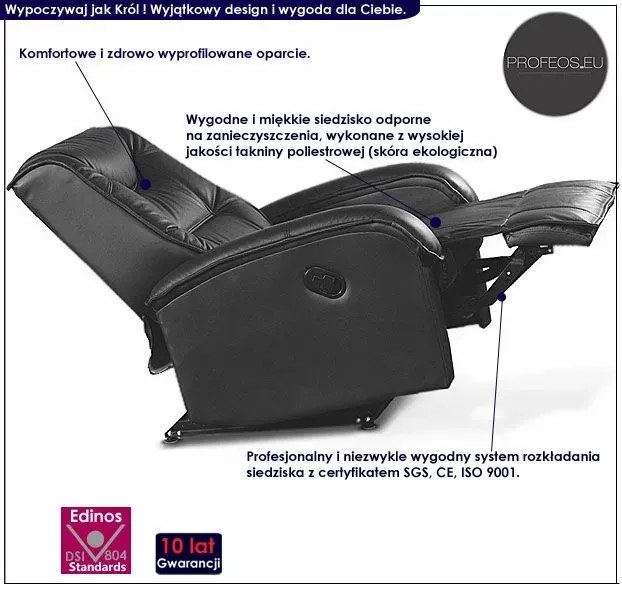 Czarny rozkładany fotel wypoczynkowy do pokoju G0-R24