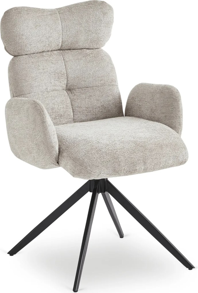 Krzesło Tapicerowane Obrotowe ALVARO Szare Boucle Nowoczesne